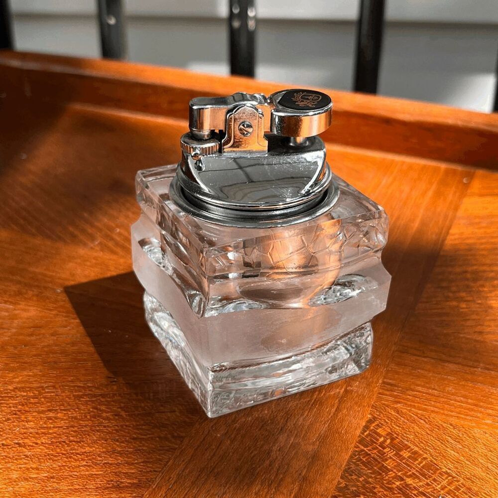 VTG Colibri Crystal Table Lighter MCM Atomic Age Barware Desk Decor